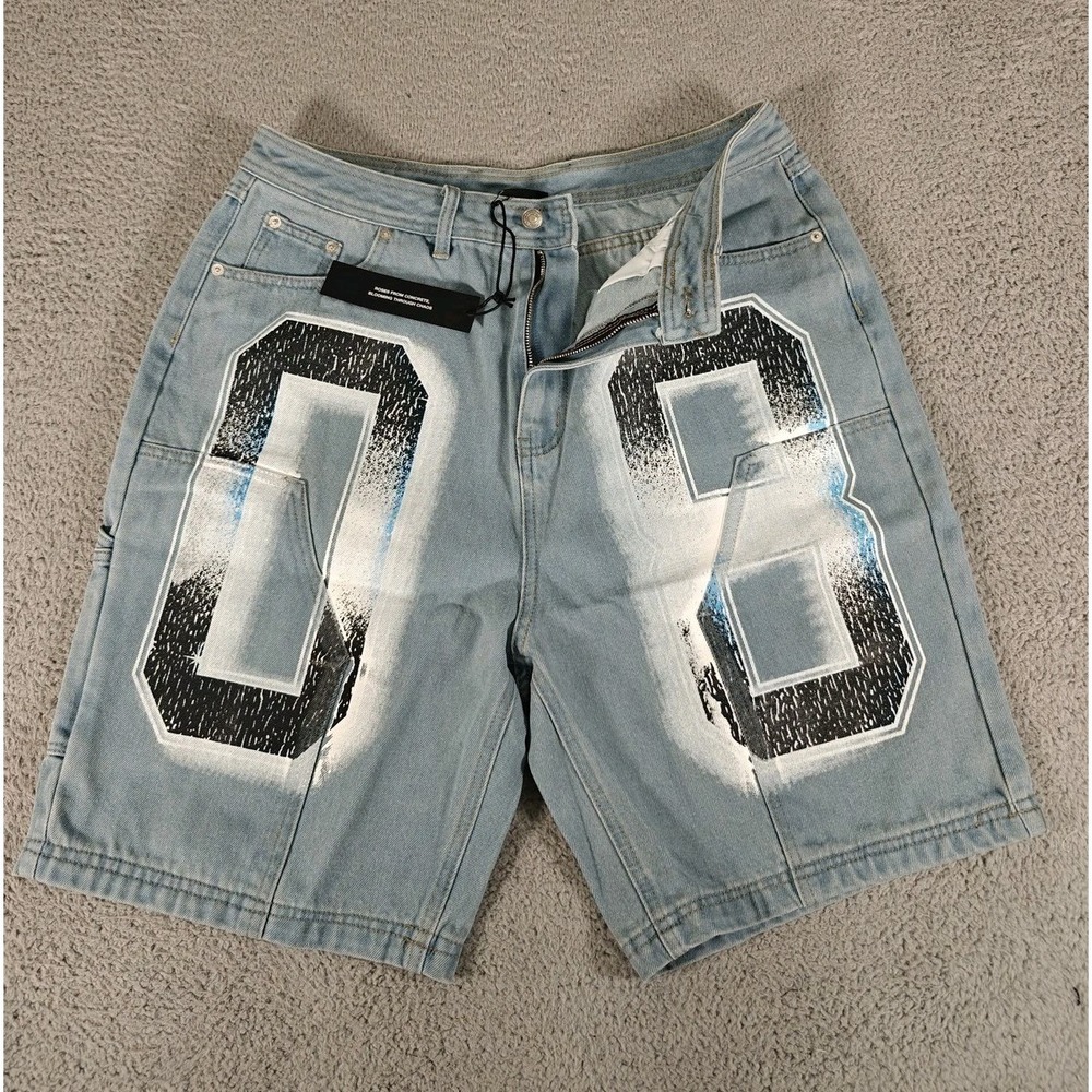 Civil Regime Denim Jean Cargo Shorts Mens 32 Blue Carpenter Workwear New